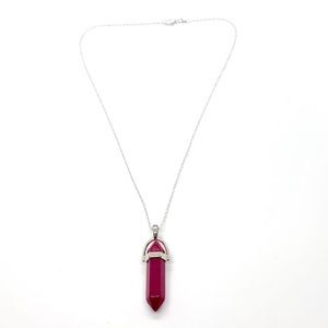 Magenta Hexagonal Pendant Necklace